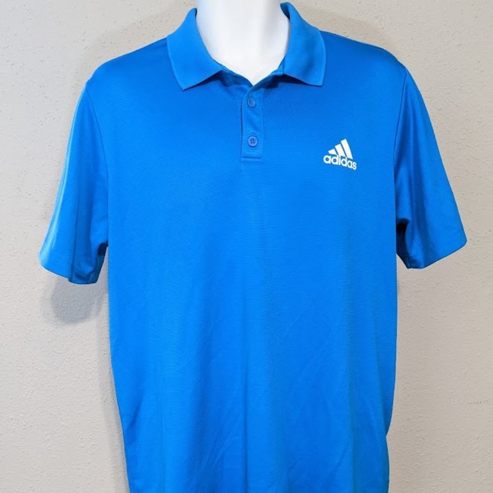 Adidas Primegreen Polo Shirt Men's Size L Blue Short Sleeve Golf